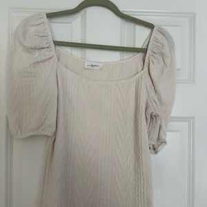 Carly Jean Los Angeles Cream Puff Sleeve Top